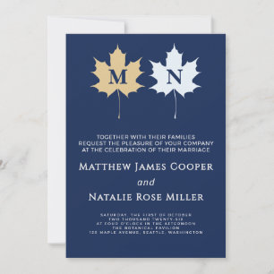 Modern Bold Cobalt Blue Gold Perfect Match Crest Invitation