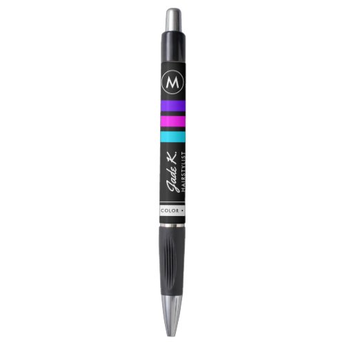 Modern Bold Color Hairstylist Monogram Pen