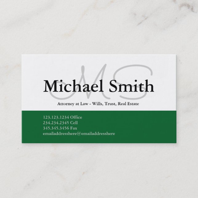 Modern Bold Color Initials - Business Card (Front)