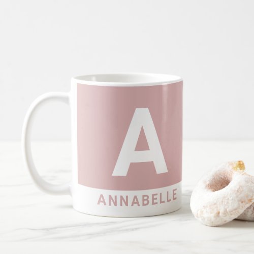 Modern bold colorblock pink personalized name coffee mug