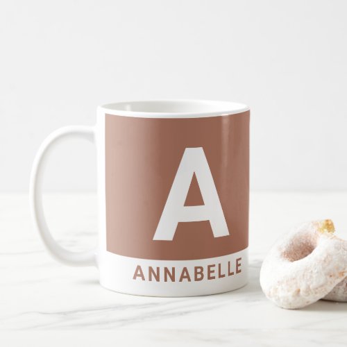 Modern bold colorblock terracotta personalized coffee mug