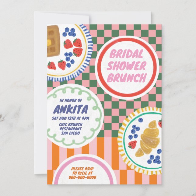 Modern Bold & Colorful Bridal Shower Brunch  Invitation (Front)