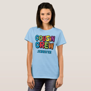Modern Bold Colorful Cousin Crew Family Reunion T-Shirt