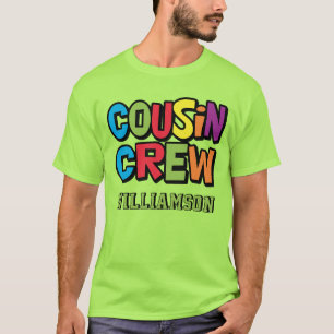Modern Bold Colorful Cousin Crew Family Reunion T-Shirt
