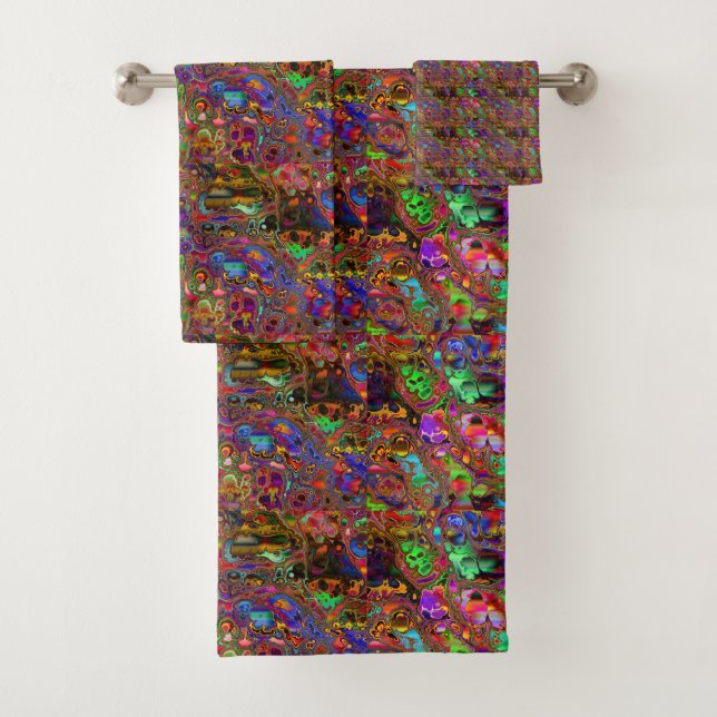 Modern Bold Colorful Design Bath Towel Set (Insitu)