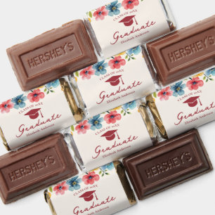 Modern Bold Colorful Floral Watercolor Graduation Hershey's Miniatures