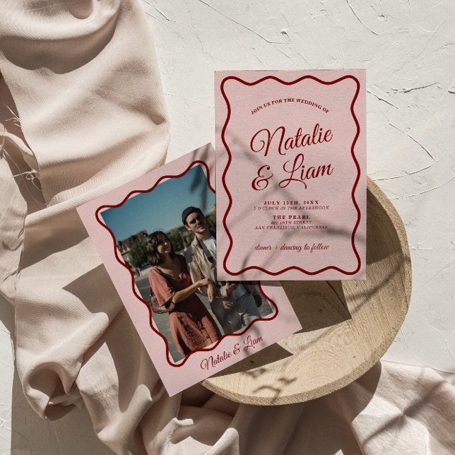 Modern Bold Colorful Retro Funky Photo Wedding Invitation (Creator Uploaded)