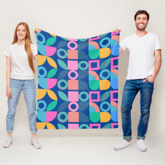 Modern bold colors abstract pattern fleece blanket