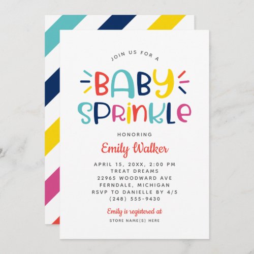 Modern Bold Colors Baby Sprinkle Shower Invitation