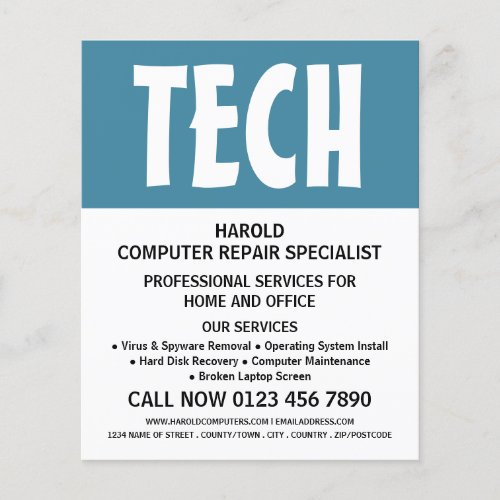 Modern Bold Computer Repair Specialist Advertising Flyer