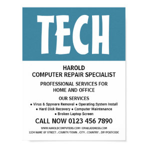 Modern Bold Computer Repair Specialist Advertising Poster