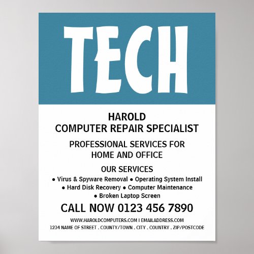 Modern Bold Computer Repair Specialist Advertising Poster