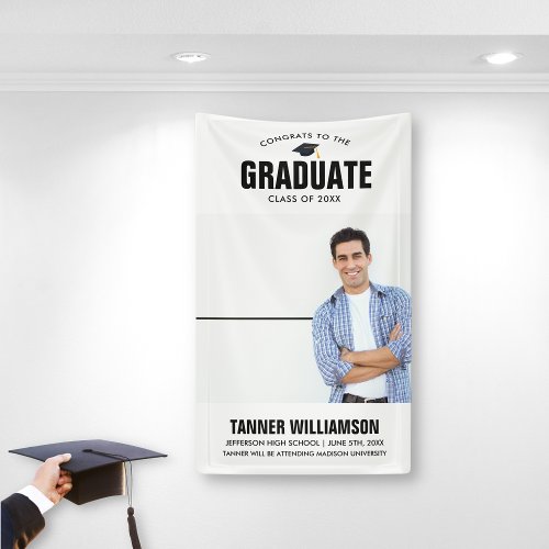 Modern Bold Congrats Grad Photo Graduation Party Banner