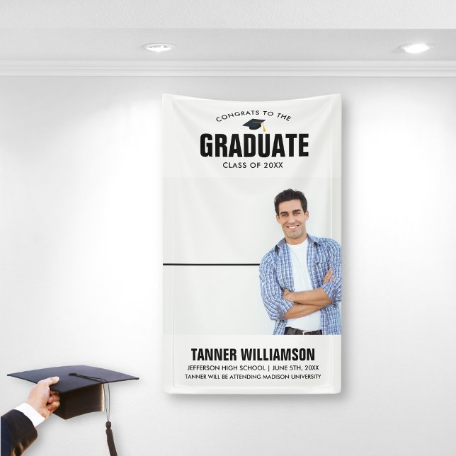 Modern Bold Congrats Grad Photo Graduation Party Banner (Creator Uploaded)