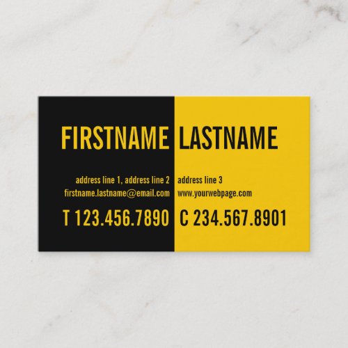 Modern Bold Contrast Black Yellow Profile Card Business Card Templates