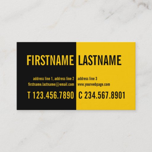 Customizable Modern Bold Contrast Black Yellow Profile Card Business Card Templates