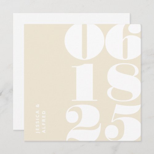 Modern Bold Cream Beige Big Date Wedding Save The Date