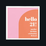 Modern Bold Cute Pink Orange 21st Birthday Custom Napkins<br><div class="desc">Modern Bold Cute Pink Orange 21st Birthday Custom Napkins</div>