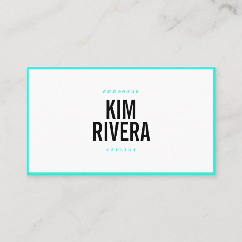Modern bold cyan personal stylist minimalist chic business card