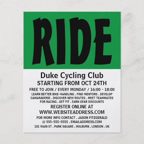 Modern Bold Cycling Club Advertising Flyer