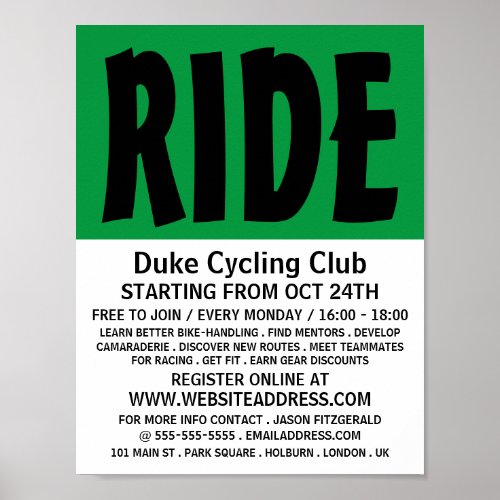 Modern Bold Cycling Club Advertising Poster