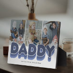 Modern Bold Daddy Photo Plaque<br><div class="desc">Modern father photo plaque featuring 3 precious family pictures for you to replace with your own,  the title "DADDY" in a bold blue shadow font,  and the kids names.</div>