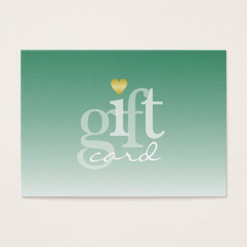 Modern Bold Dark Green Ombre Gold Heart Gift Card