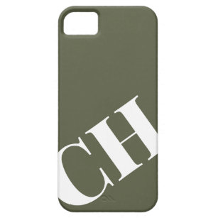 Modern Bold Dark Green White Monogram iPhone SE/5/5s Case