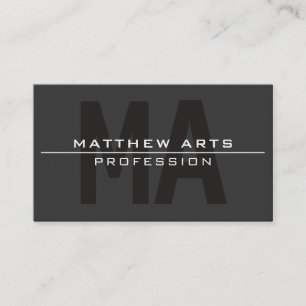 Modern Bold Dark Grey White Text Business Card