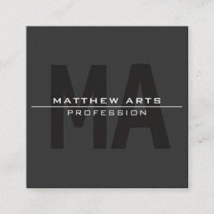 Modern Bold Dark Grey White Text Square Business Card