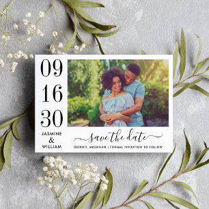 Modern Bold Date Numeral Photo Wedding Save The Date