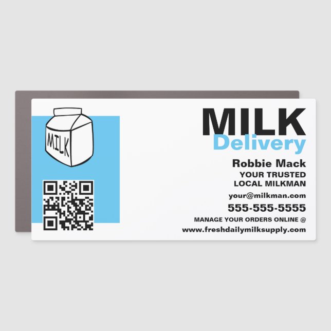 Modern & Bold Design, Milkman/Woman Delivery Car Magnet (Front)
