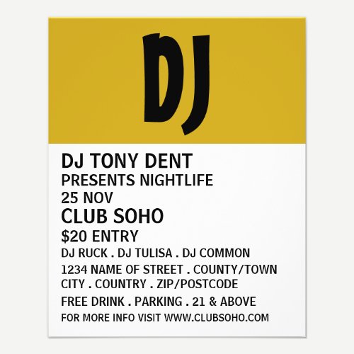 Modern Bold, DJ, Club Event Advertising Flyer
