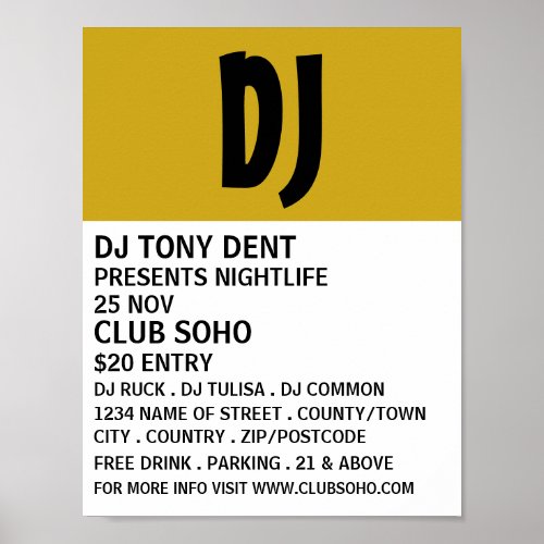 Modern Bold DJ Club Event Advertising Poster