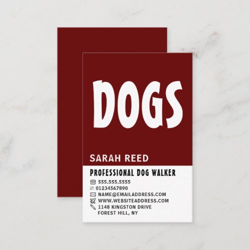 Modern Bold Dog Walker Business Card