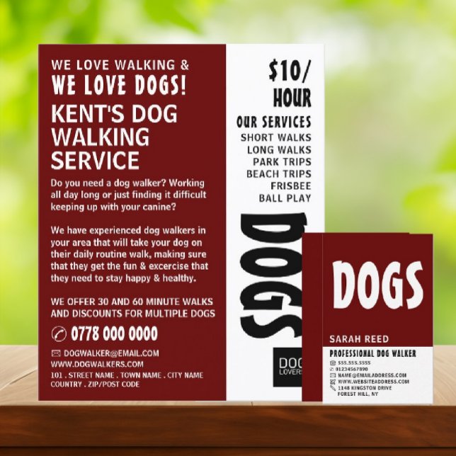 Modern Bold, Dog Walker Business Card (Creator Uploaded)