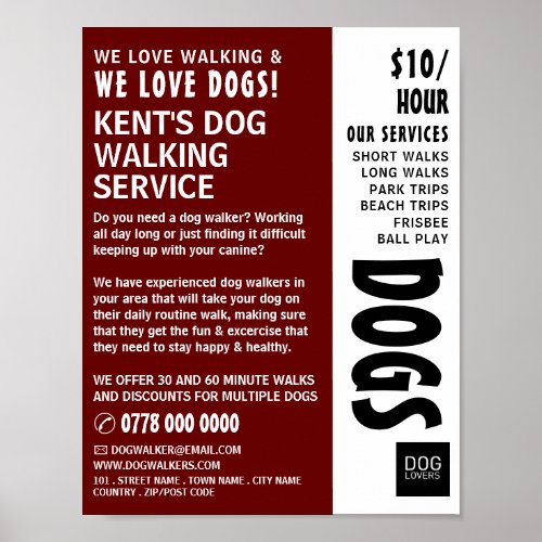 Modern Bold Dog Walker Service Advertising Poster