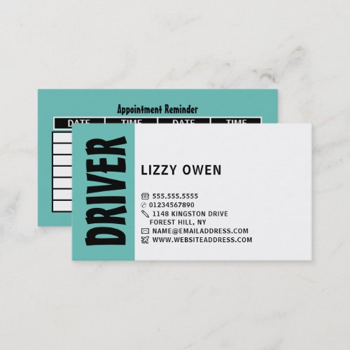 Modern Bold Driving SchoolInstructor Appointment Business Card