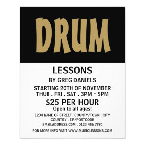 Modern Bold, Drum Lessons Advertising Flyer