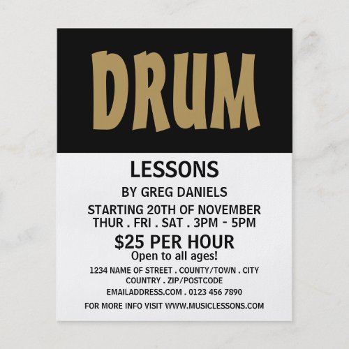 Modern Bold Drum Lessons Advertising Flyer
