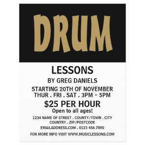 Modern Bold, Drum Lessons Advertising Flyer