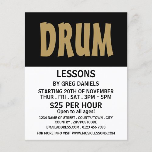 Modern Bold Drum Lessons Advertising Flyer