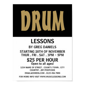 Modern Bold, Drum Lessons Advertising Poster
