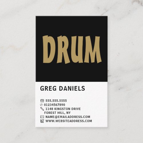 Modern Bold Drummer Professional Musician Business Card