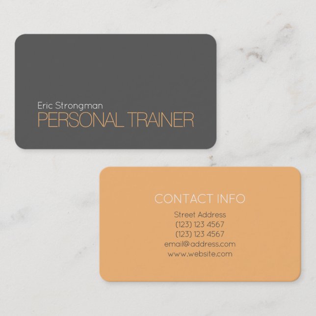 Modern bold duo tone gray orange business card (Front/Back)