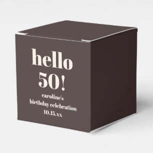 Modern Bold Earthy Brown 50th Birthday Custom Favor Boxes