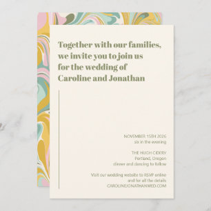 Modern Bold Earthy Pastel Abstract Marble Wedding Invitation