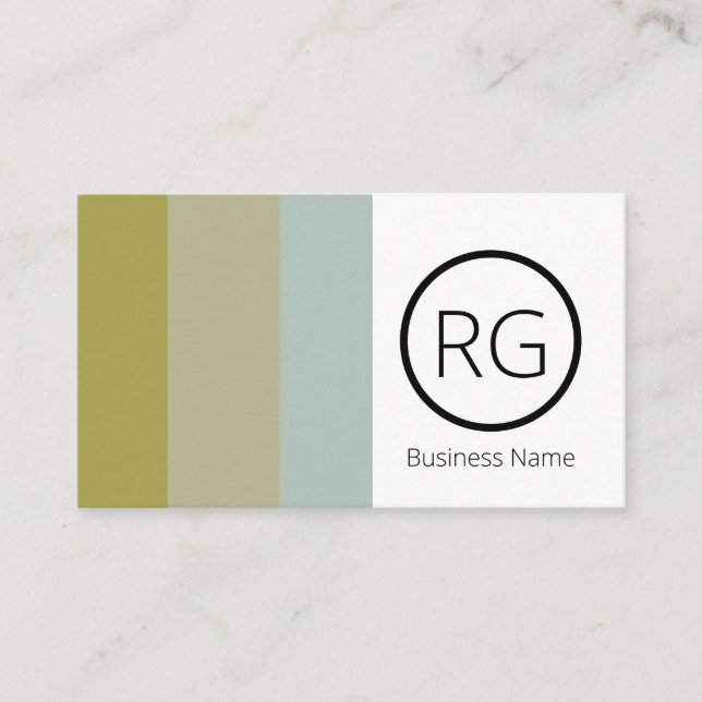 Modern Bold Earthy Tones Monogrammed Personalized Business Card (Front)