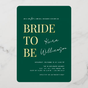 Modern Bold Emerald Green and Gold Bridal Shower Foil Invitation
