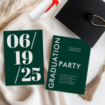 Modern Bold Emerald Green Graduation Party